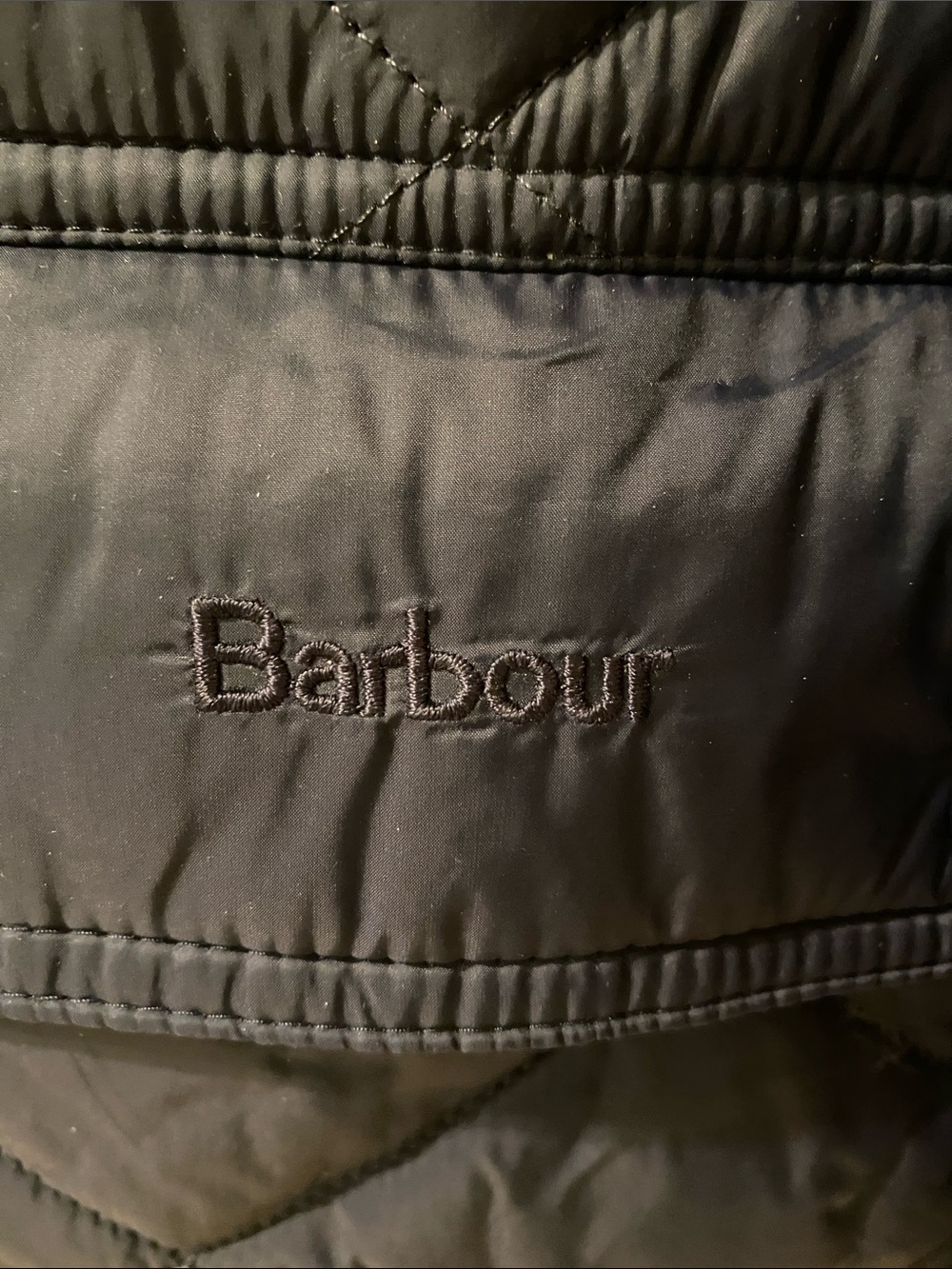 Barbour Quilted Navy Coat with Corduroy Collar • Size 10 - Picture 4 of 16